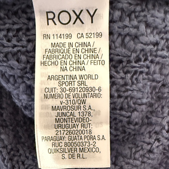 Roxy V-Neck Blue Hooded Sweater 100% Cotton - Picture 10 of 15